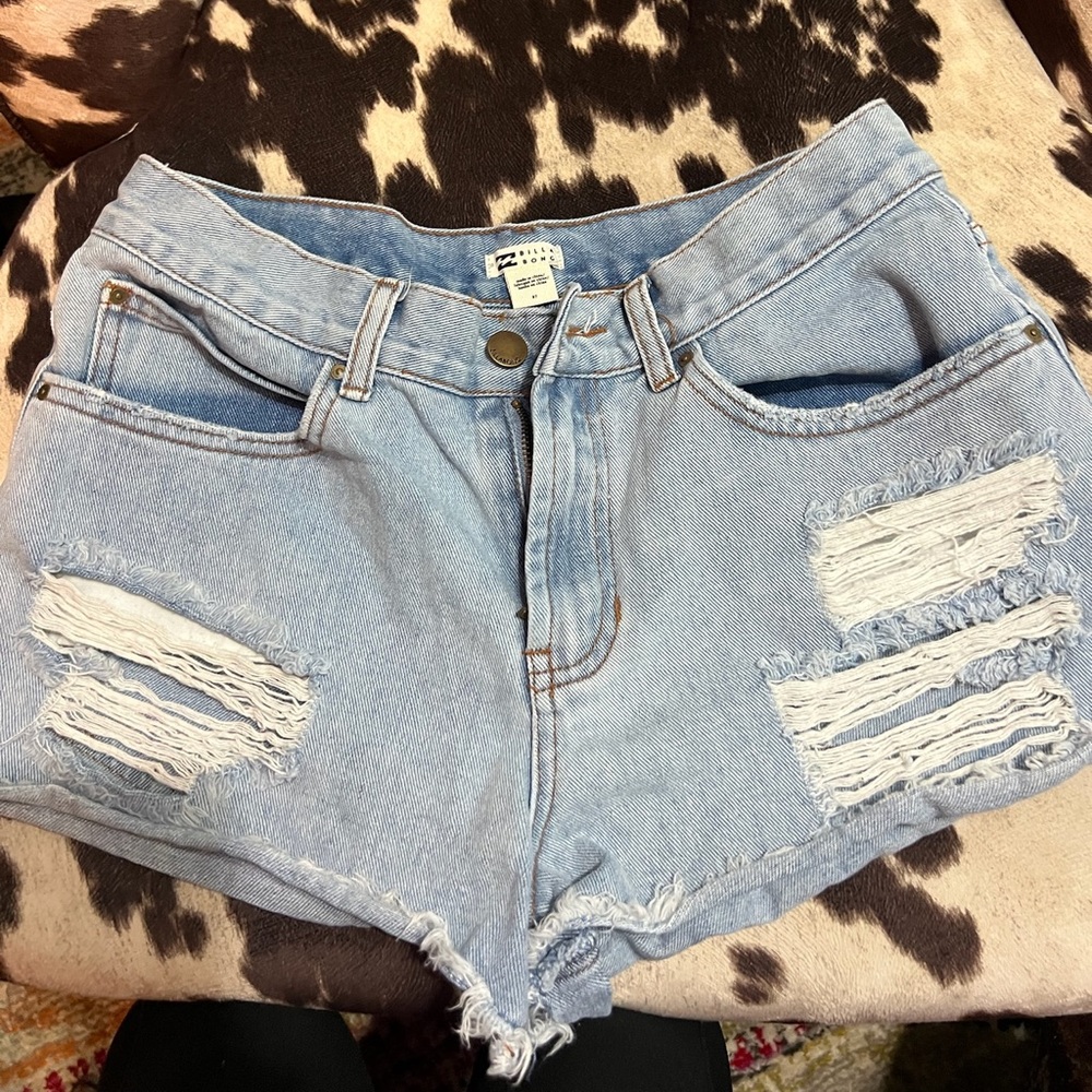 Vintage Y2K Billabong Blue Jean Shorts Distressed Cut-Off